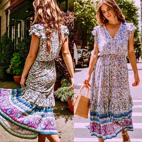 🌺🎉HP🎉🌺 NWOT Spell & The Gypsy Dahlia Midi Dress - Picture 6 of 16